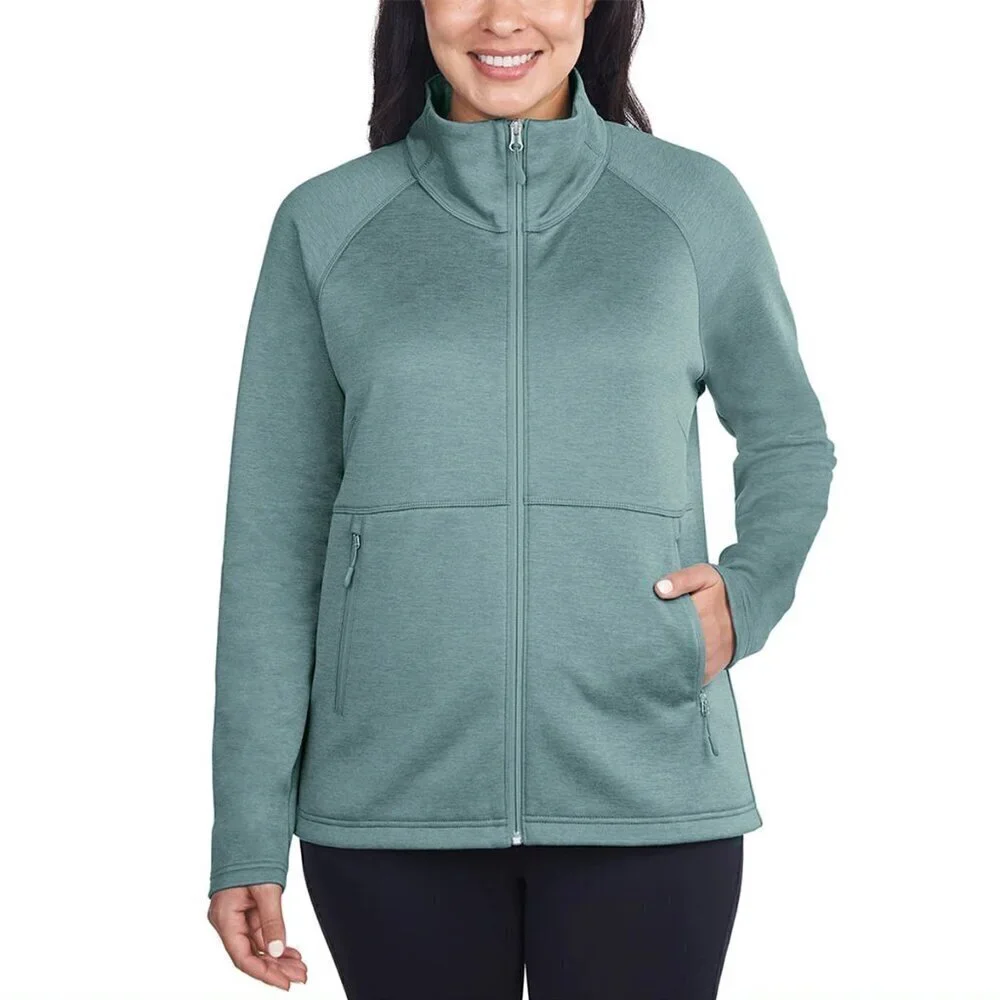 Kirkland Signature Womens Jacket XXL Teal Fleece Full Zip